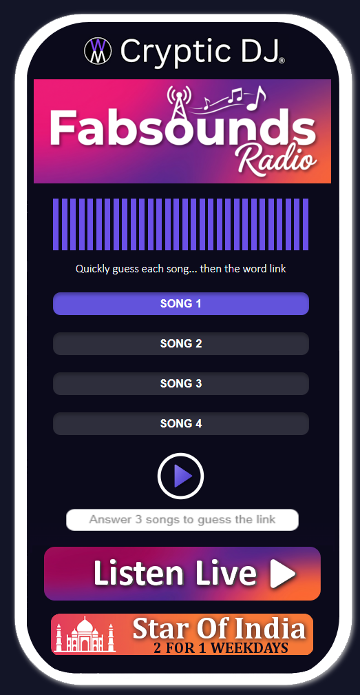 Example sponsored Cryptic DJ game screen